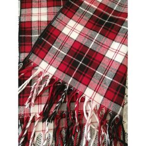 Woman's Fashion Red Plaid Fringed Scarf